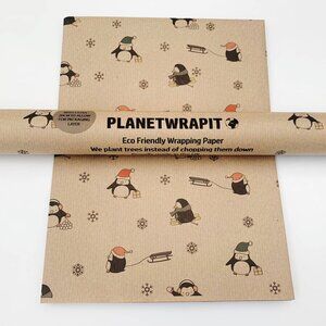 Winter Penguins Recycled Eco Kraft Wrapping Paper